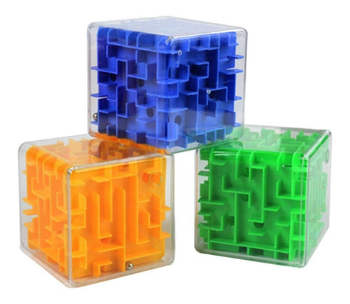 Puzzle Laberinto 3d Transparente 5 Cm Cubo Rubik - Colores