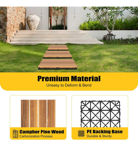 36 Piezas Mosaicos De Piso Interconectables De Madera Para P
