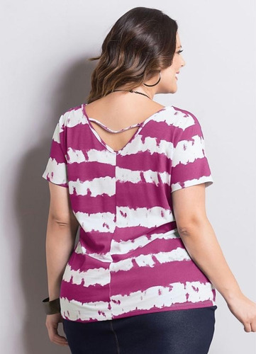 Imagem 2 de 7 de Blusa Feminina Tie Dye Manga Curta Moda Plus Size - 2291030