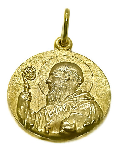 Dije Medalla San Benito De Oro 18k 14 Mm 