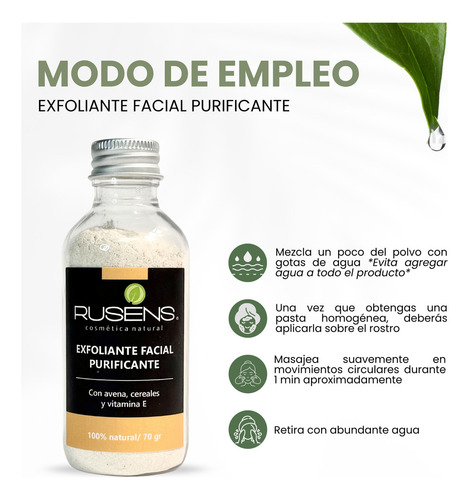 Exfoliante Facial Rusens 100% Natural Mascarilla Vitamina E Tipo De Piel Todo Tipo De Piel