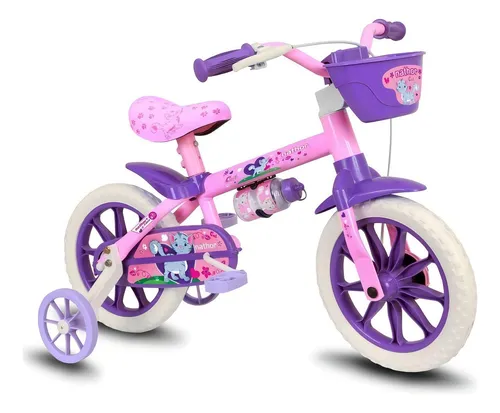 Bicicleta Infantil Aro 12 Nathor Menina Criança Selim Macio Cor R...