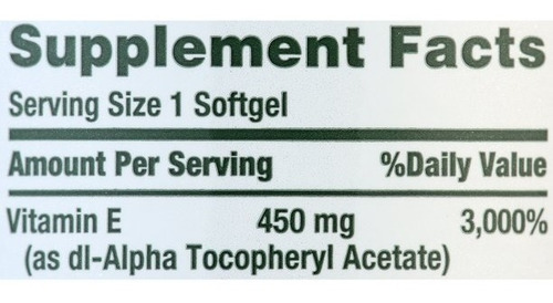 Imagen 6 de 7 de Natures Bounty Vitamina E 450 Mg (1000 Iu) 60 Softgels