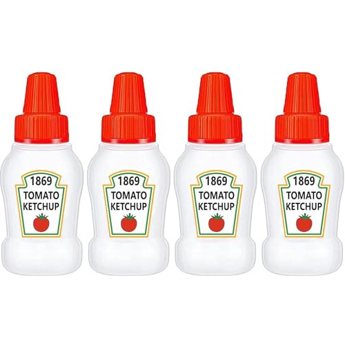 Mini Botellas De Kétchup Para Bento, Pack De 4, 25ml