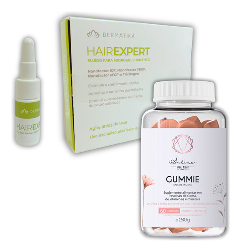 Kit Fluido Capilar Microagulhamento Dermatika C/ Hair Gummie