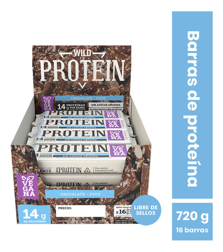 Wild Protein Chocolate Coco Vegana 16 unidades