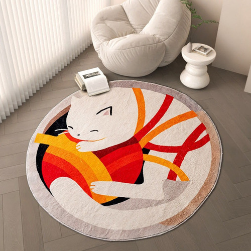 Alfombrilla Circular De Cachemira De Imitación De Dibujos An