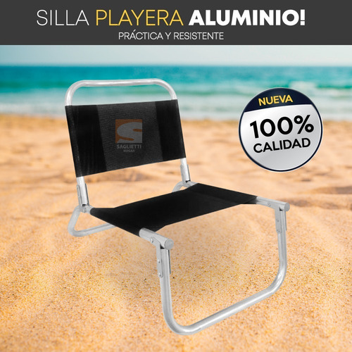 Imagen 4 de 8 de Silla Playera Reforzada 100% Aluminio 90k Reposera Playa X2