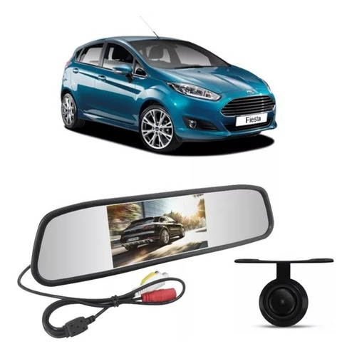 Retrovisor Tela Lcd+camera De Ré Para Ford New Fiesta