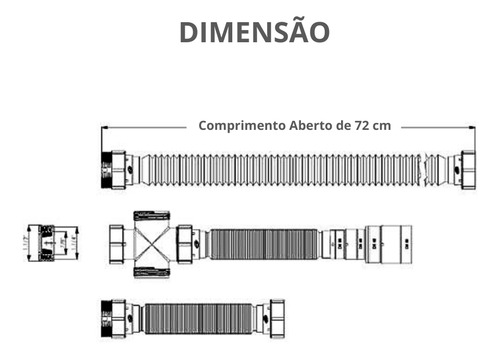 Sifão Sanfonado Triplo Cinza 72 Cm Durín