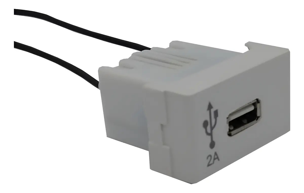 Módulo Toma USB Cargador 5V 2A Blanco Jeluz Electrónica Argentina