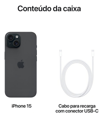 Apple iPhone 15 (128 GB) - Preto - Excelente (Recondicionado)