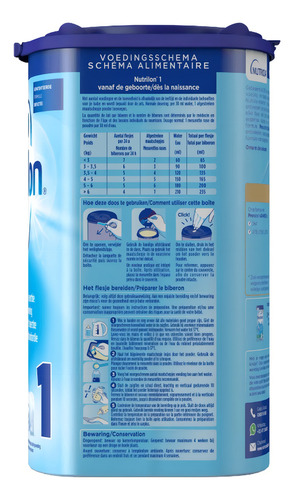 Fórmula infantil em pó sem glúten Nutricia Nutrilon 1 en lata de 1 de 800g - 0 a 6 meses
