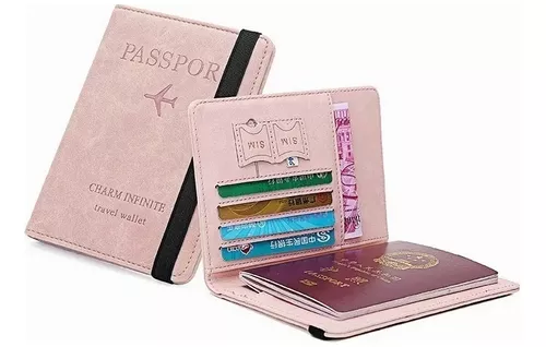 TENDYCOCO Portatarjetas para pasaporte de viaje, portadocumentos de  pasaporte, carpeta de identificación, impresión de mapa rosa, funda para