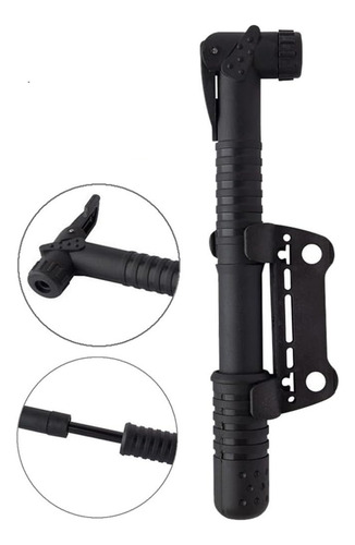 Mini Bomba De Ar Para Bicicleta Com Suporte Para Quadro Cor Preto