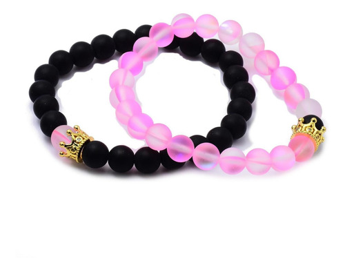 Imagen 2 de 3 de Pulsera Duo Fashion Negra Y Una Rosa