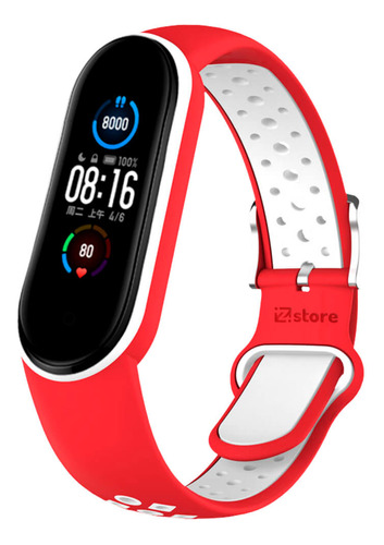 Correa Compatible Xiaomi Mi Band 4 Y 3 Dual 2 Rojo-blanco