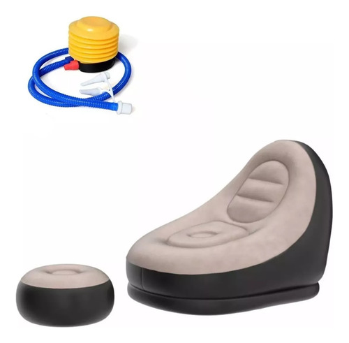 Sillón Inflable Puff Tumbona Con Reposa Pies Color Variado
