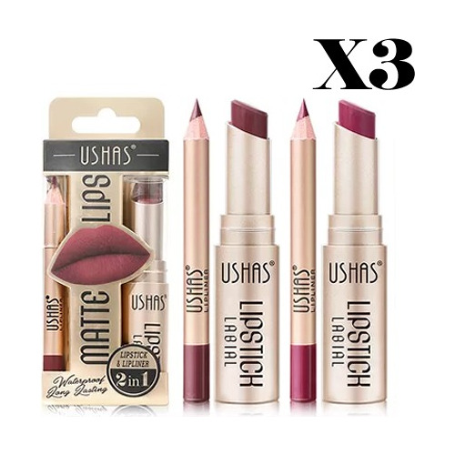 Set Labial Barra Delineador Cajita Plus Ushas