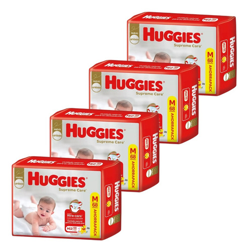 4un Pañales Huggies Supreme Care Unisex  M 68 u