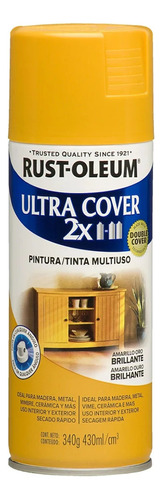 Ultra Cover 2x Pintura Multiusos En Aerosol Brillante Color Amarillo Sol Brillante