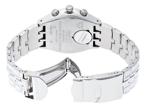 Reloj Swatch Unisex Summer Classics Ycs580g Crystal Cascade Color de la malla Plateado/Blanco Color del bisel Plateado Color del fondo Plateado/Blanco