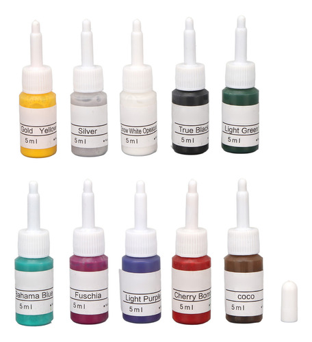 Pigmentos Para Tatuajes Brillantes Lavables 10 Colores