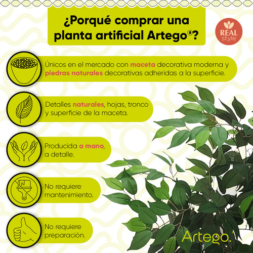 Planta Artificial Moderna Con Maceta Decorativa Real Style Ficus Grande De 170cm De Alto Artego Para Hogar Sala Comercio Oficina