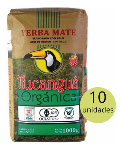 Yerba Mate Orgánica Tucanguá Pack 10 Unidades De Kg