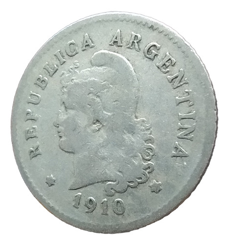 Antigua Moneda 10 Centavos Níquel Argentina 1910 Cj# 99