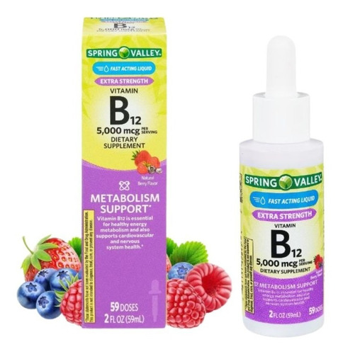 Vitamina B12 Liquida Sublingual 5000 Mcg 59 Dosis Sistema In Sabor Frutas