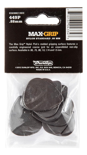 Jim Dunlop 449p.88 Max-grip® Estándar De Nylon, Gris Oscu...