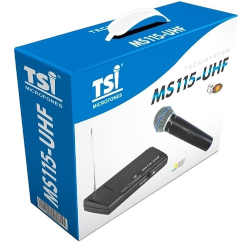 Microfone S/ Fio Tsi Ms 115 Uhf M Cor Preto