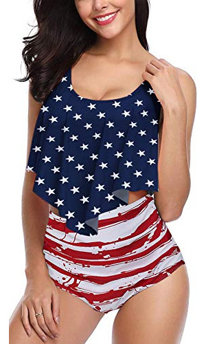 Rabia Bandera Americana Bikini Traje De Baño Alto Rmz2q