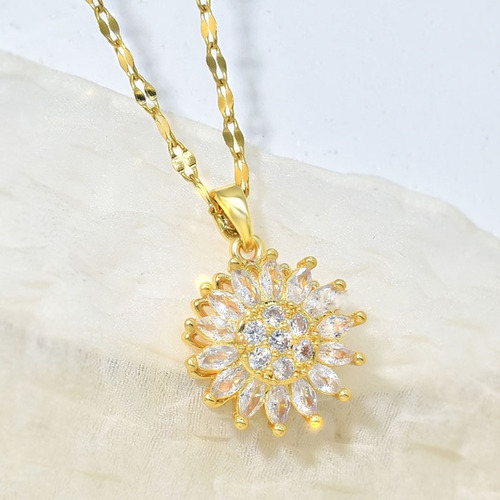 (a) Collar De Girasol Con Colgante De Circonitas Giratorias