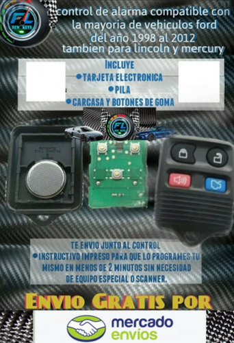 Control Alarma Compatible Con Ford Mustang 2000 A 2010 4 Bot