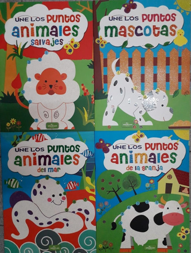 Lote 4 Libros Une Los Puntos Animales Mascotas Infantil