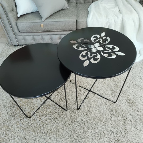 Imagen 4 de 5 de Mesa Ratona Hierro Negra Interior/exterior 60 Cm + Premium