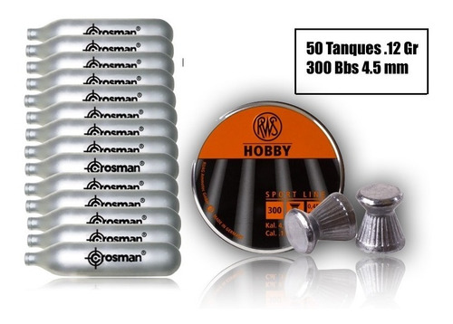 Paquete 50 Tanques Co2 Hobby Bbs 4.5mm Marcadora Xtreme C