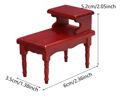 Fa Mesa De Té De Doble Capa Para Casa De Muñecas A Rojo