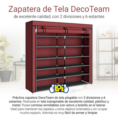 Imagen 3 de 10 de Zapatera Tela Decoteam 6 Pisos Dobles Calidad Superior Loi
