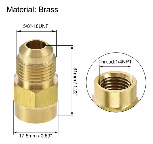 Conector Adaptador Tubo De Macho 5/8-18unf A Hembra 1/4 Npt