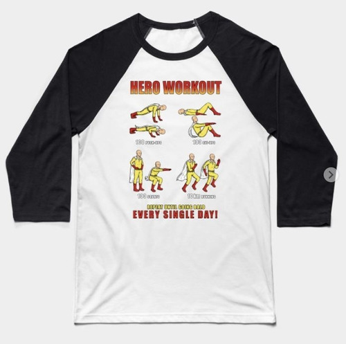 Camiseta Hero Workout One Punch Man Beisbolera Animemotion