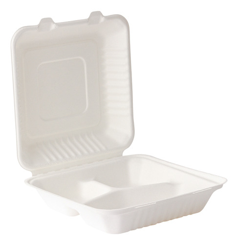Contenedor Almeja 3 Divisiones 9x9 Cm Biodegradable 200 Pzs