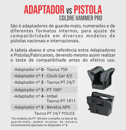 Kit Hammer Pro Speed Imbel, Pt 100, G22 Perna/cintura/colete