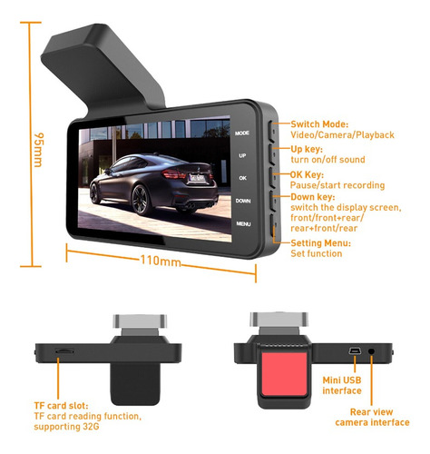 Camara Auto Y Retroceso 2 Camaras Dvr Dual Cámara Para Carro