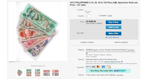 Bn8092 Filipinas 1969 10 Pesos Pilipino Series Specimen