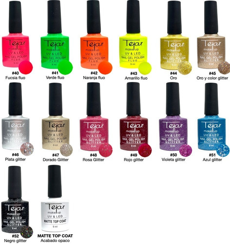 Imagen 4 de 10 de Esmalte Semipermanente Uv/ Led Tejar 9ml Pack X 6 Unidades