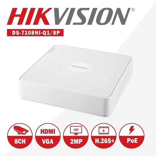 Nvr Hikvision Ds-7108ni-q1/8p 8ch Hd Poe, Hdmi Hasta 4mp 6tb