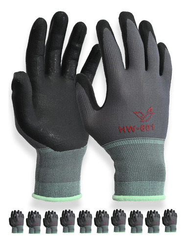 Safety Work Gloves 10 Pairs, Nitrile Foam Coated,touchscreen
